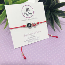 Load image into Gallery viewer, The Letter &amp; Evil Eye Bead Bracelet - Red Thread
